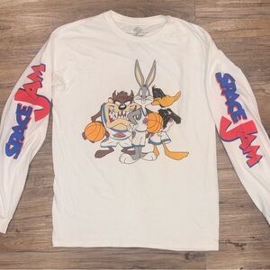 Vintage Space Jam Long Sleeve Shirt WB Looney Tunes Bugs Bunny Daffy Taz Adult M